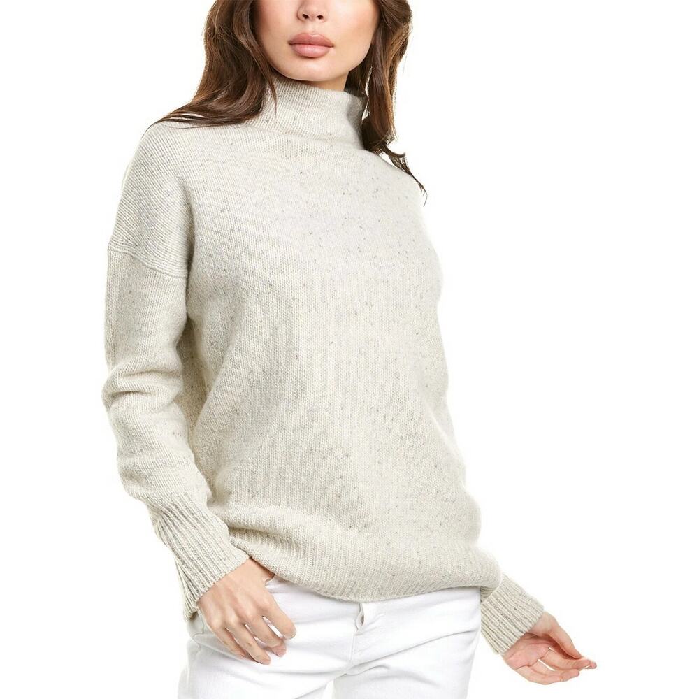 Vince Donegal Wool Alpaca Turtleneck Sweater Knit Oatmeal Beige XS Old Money